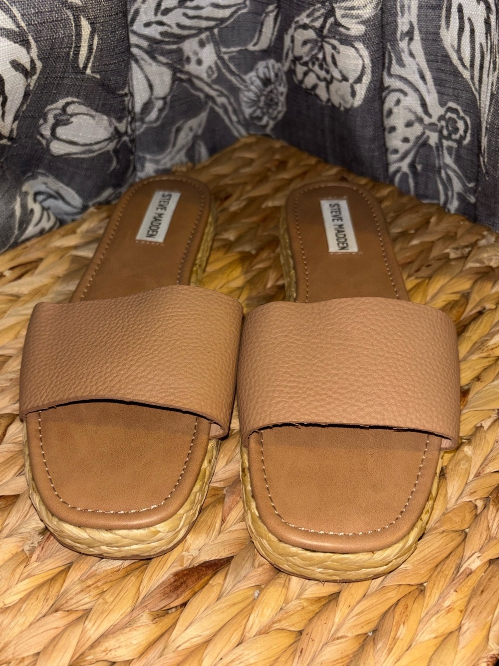 Steve Madden Tan Espadrille Slide Sandals